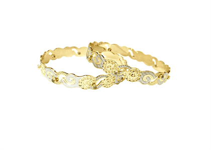 CZ Studded Two Tone Plated CNC Fashion Bangles